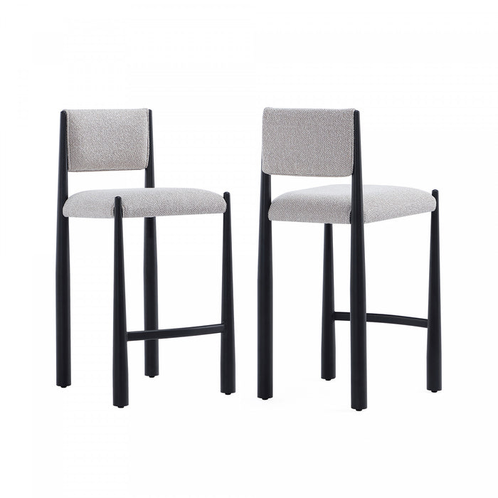 Tabouret de comptoir en metal et boucle Lennor style milieu du siecle, coloris champagne