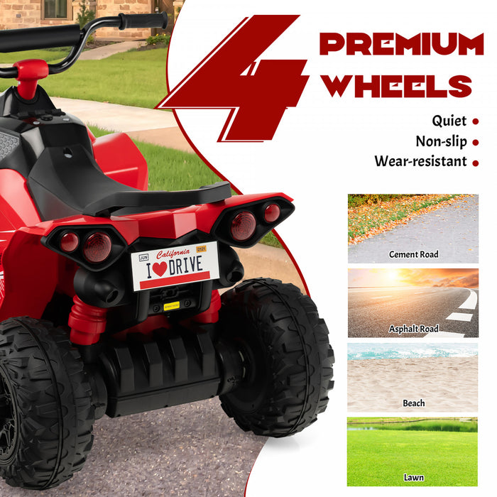 Costway 12v Batterie Alimentee Enfants Rouler Sur Atv Electrique 4 Roues Quad Car Avec Mp3 & Lumiere