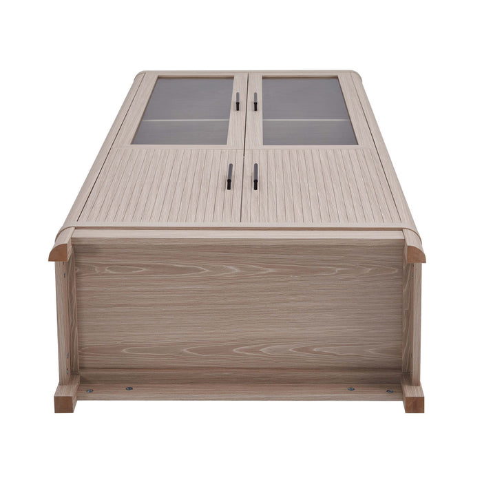 Bibliotheque armoire Jodie style mi-siecle moderne 79 cm en chene blanchi (6 etageres)
