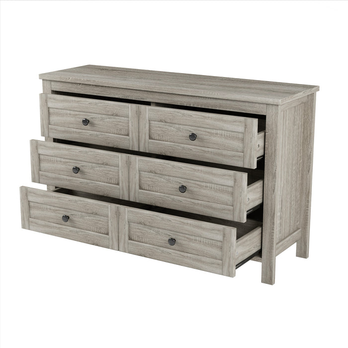 Madison Ensemble de chambre avec lit plateforme style ferme, rangement et station de recharge, taille Full, gris