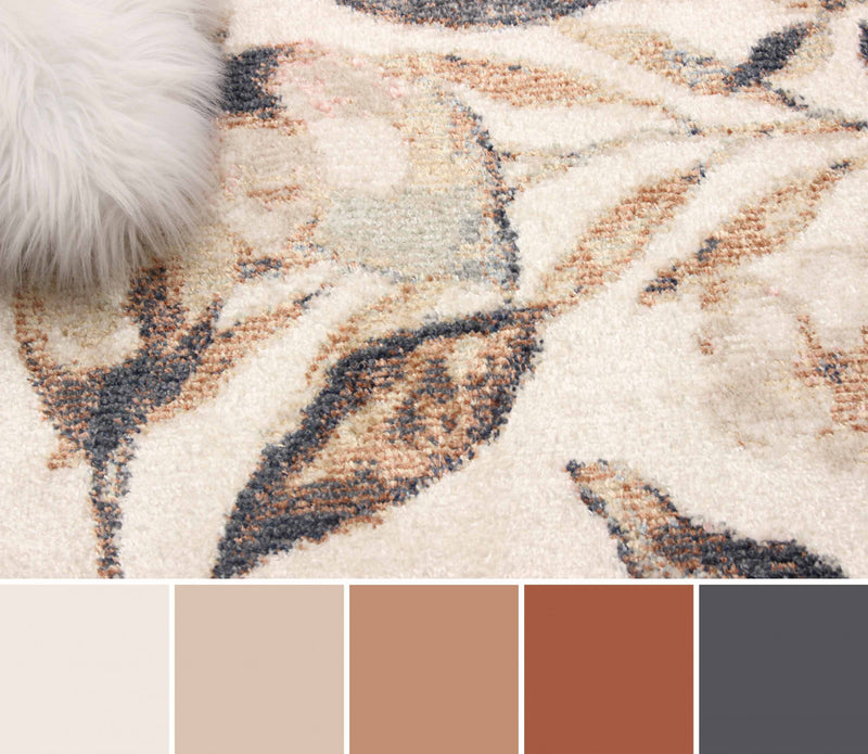 Carpette Rosette ivoire - 5 pi 0 po x 8 pi 0 po  