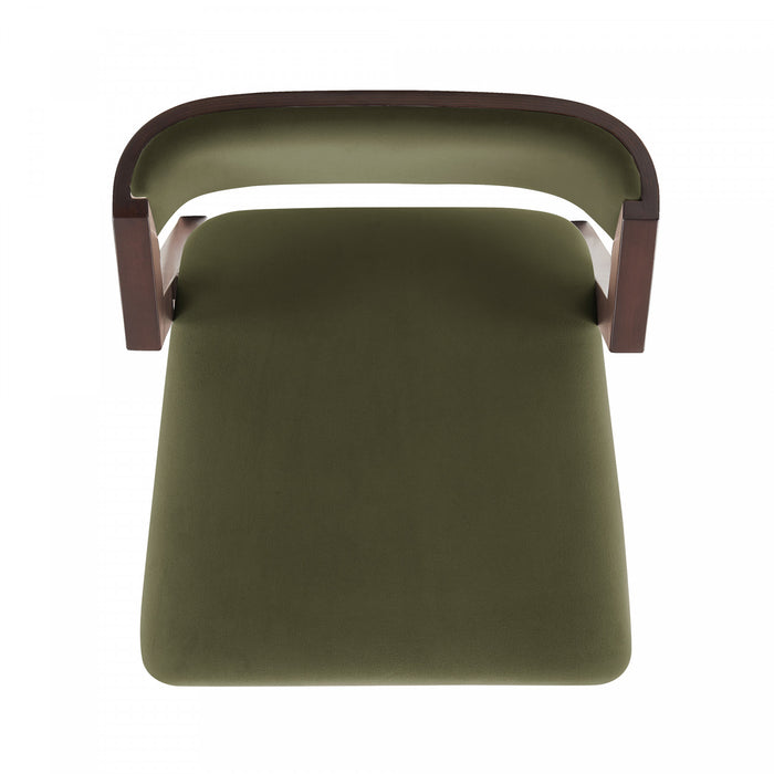 Tabouret de comptoir moderne en bois Patricia avec revetement en tissu vert tortue