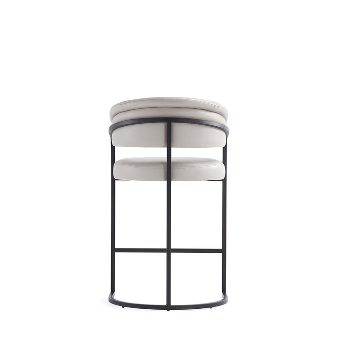 Tabouret de comptoir moderne Augusta en metal et tissu gris clair - Lot de 3