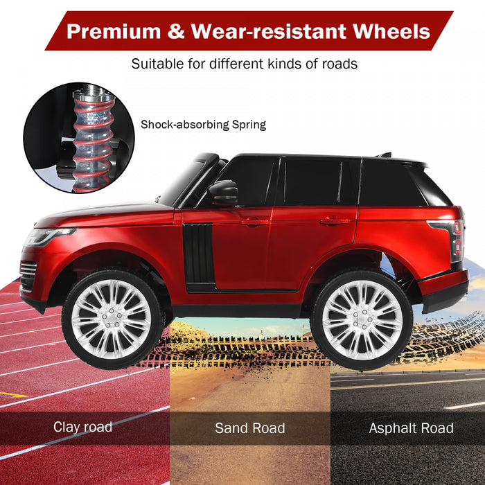 Costway 2 * 12v 2 Places Land Rover Enfants Sous Licence Sur La Voiture 4wd W / Peinture De Surface A Distance Rouge