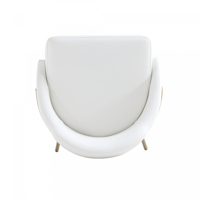 Tabouret de bar moderne en metal Gracie avec revetement, blanc et or - Lot de 2