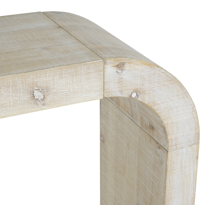 Cedar Table Console en Bois 52 po avec Bord Courbe et Finition Vieillie, Naturel