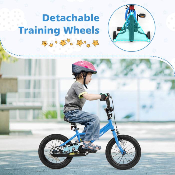 Costway 14\" Velo D'entrainement Pour Enfants Avec Roues D'entrainement Amovibles Pneumatiques Navy