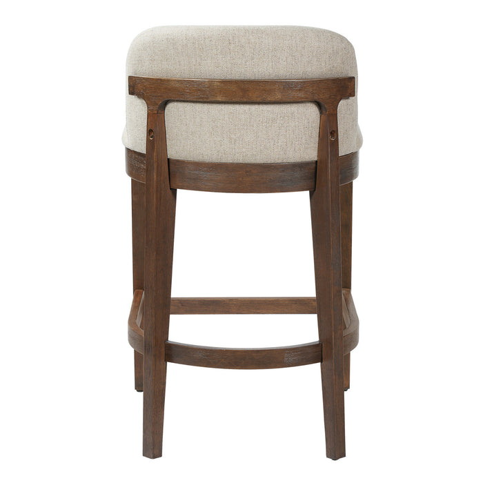 Calista – Lot de 2 tabourets de comptoir en bois d’hevea, finition noyer
