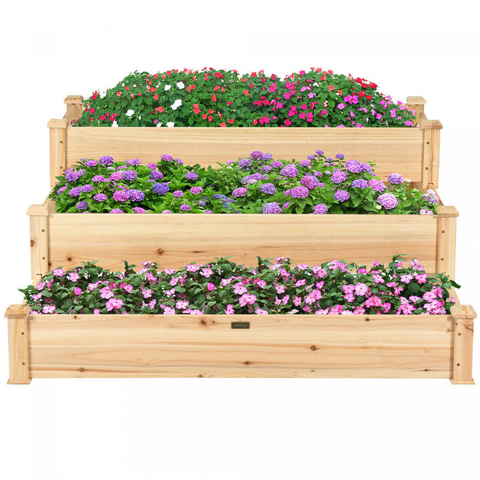 Lit De Jardin De Legumes En Bois Eleve De Niveau Costway 3 Kit De Planteur Eleve Jardinage Exterieur