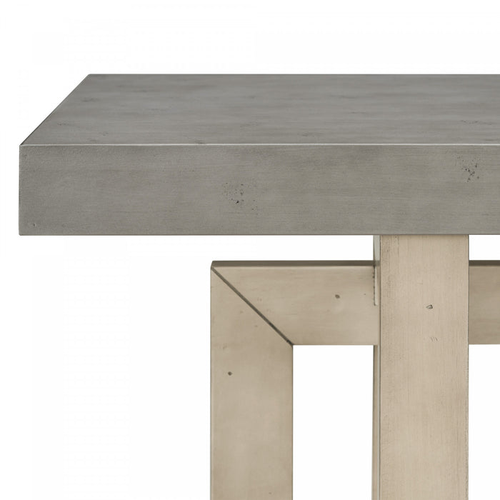 Table d'entree peinte Ethan 59,1'' avec design rectangulaire triple et pieds en bois de pin, grise