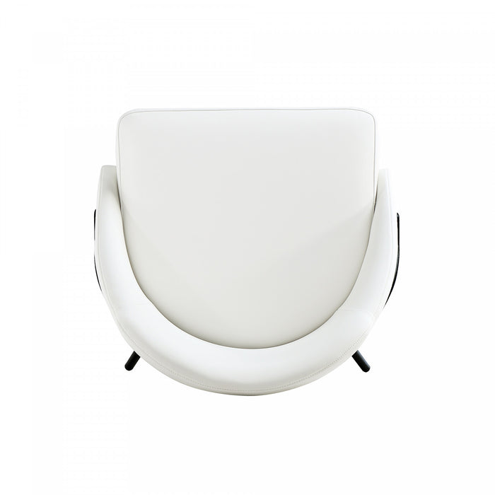Chaise de salle a manger moderne Gracie en cuir vegetalien et metal, blanc et noir - Lot de 4