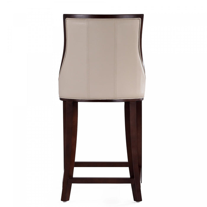 Tabouret de comptoir traditionnel en bois avec assise rembourree creme Fifth Avenue - Lot de 2