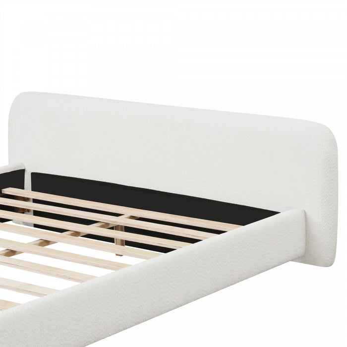 Joyce Lit confortable et elegant avec revetement pour chambre, Taille King, Blanc