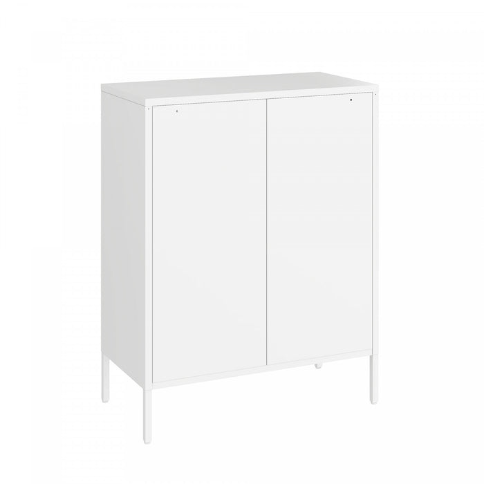 Armoire d’appoint moderne Amelia 32\" en metal blanc
