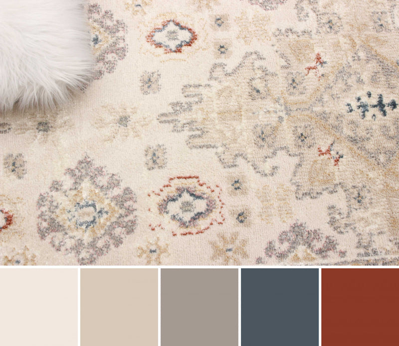 Carpette longue Rococo ivoire - 2 pi 8 po x 8 pi 2 po  