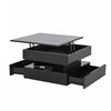 Oliver Lift-Top Coffee Table with LED Lighting and 2 Drawers,Black | Oliver table basse relevable – table avec eclairage LED et 2 tiroirs, noir