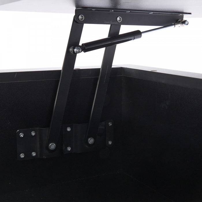 Ethan table basse relevable – table avec eclairage LED et tiroirs de rangement, noir