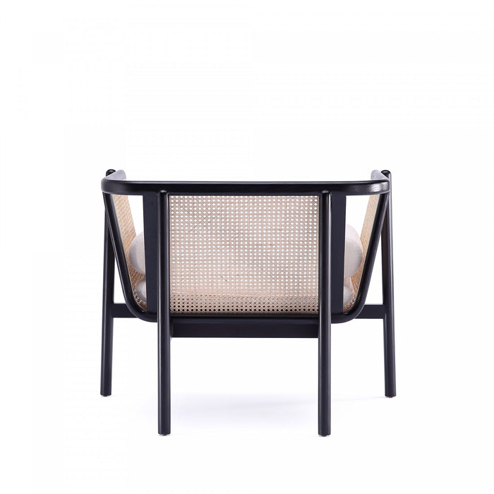 Fauteuil d’appoint chic industriel Versailles en bois et cannage, creme – Lot de 2