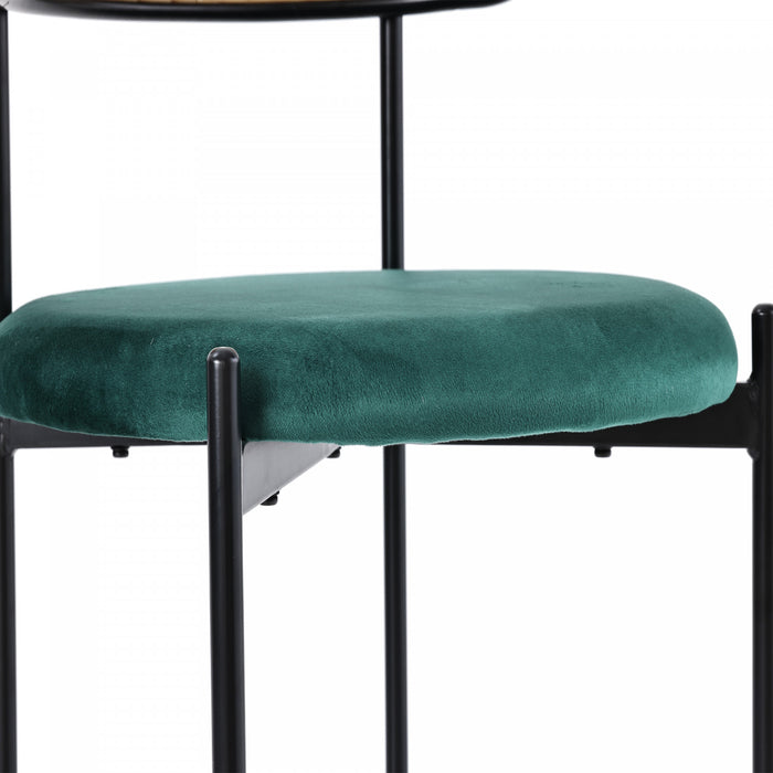 Chaises de salle a manger Mason en rotin avec pieds en metal et coussins en velours, lot de 4, vert