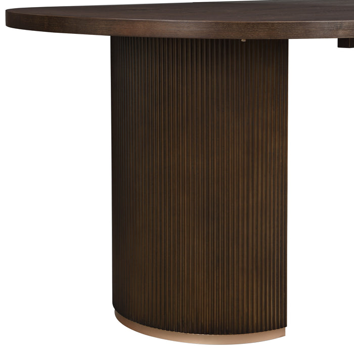 Madison Table a manger ovale en bois massif avec double pietement, noyer