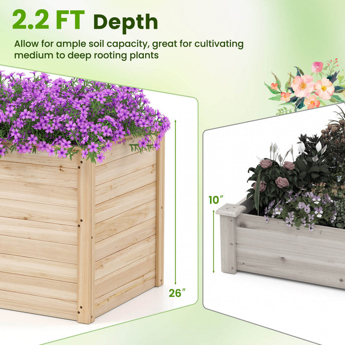 Boite De Planteur Elevee Costway 2 Pcs Avec Base Ouverte Pour Legumes Profondement Enracines