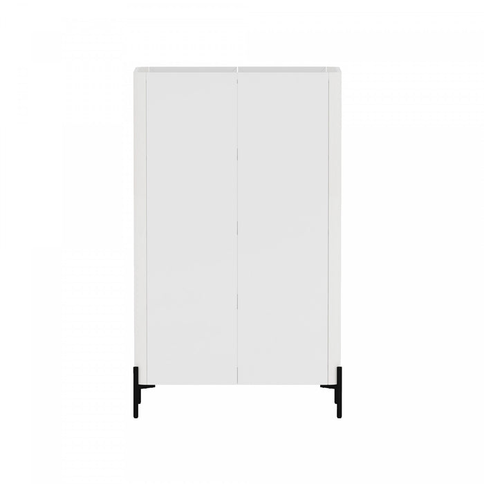 Armoire bibliotheque moderne Abbey 32\" en verre trempe blanc (4 etageres)