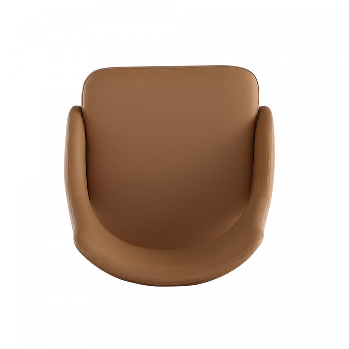 Chaise de salle a manger moderne Tremont en metal et cuir vegetalien, coloris Saddle