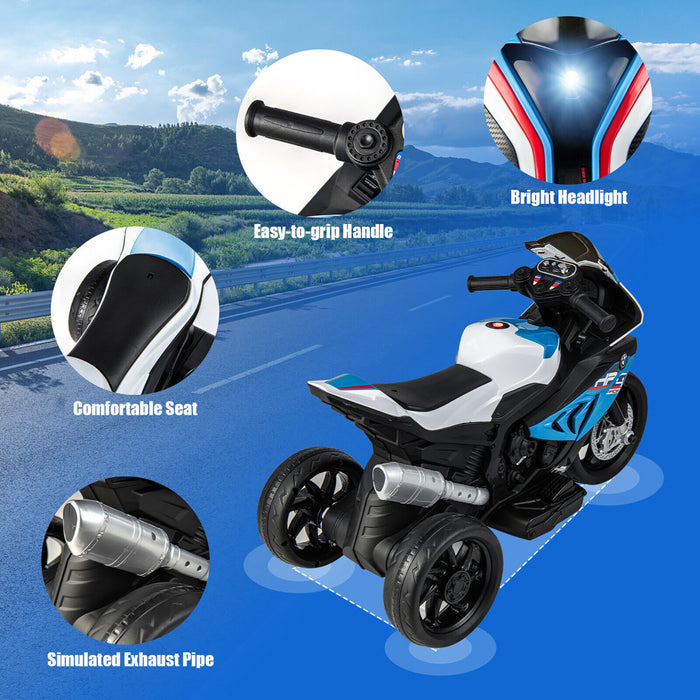 Costway 12v Enfants Rouler Sur La Moto Bmw 3 Roues Electriques Sous Licence Jouet W / Lumiere Et Musique Bleu