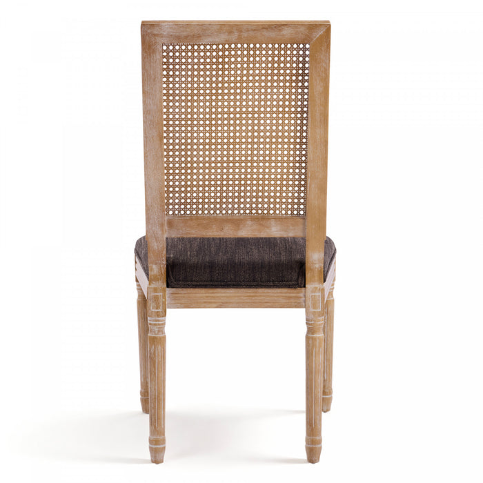 Oliver lot de 2 chaises de salle a manger en bois massif (hevea) avec assise rembourree, dossier en cannage et pieds canneles, marron