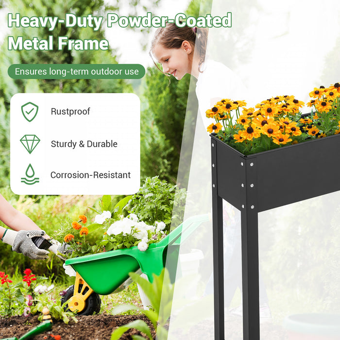 Costway 40\" Lit De Jardin Eleve Avec Les Jambes Metallique Eleve Planter Boite De Drainage Trou Arriere Cour