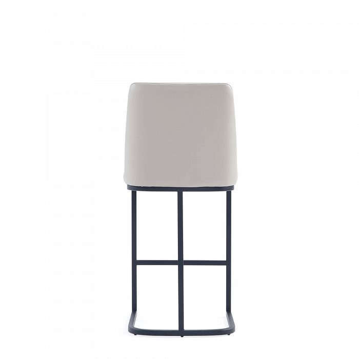 Tabouret de comptoir moderne en metal et tissu Serena, gris clair