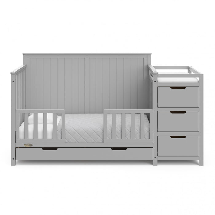 Graco Hadley Lit de bebe convertible 5-en-1 avec table a langer et tiroir - Gris galet