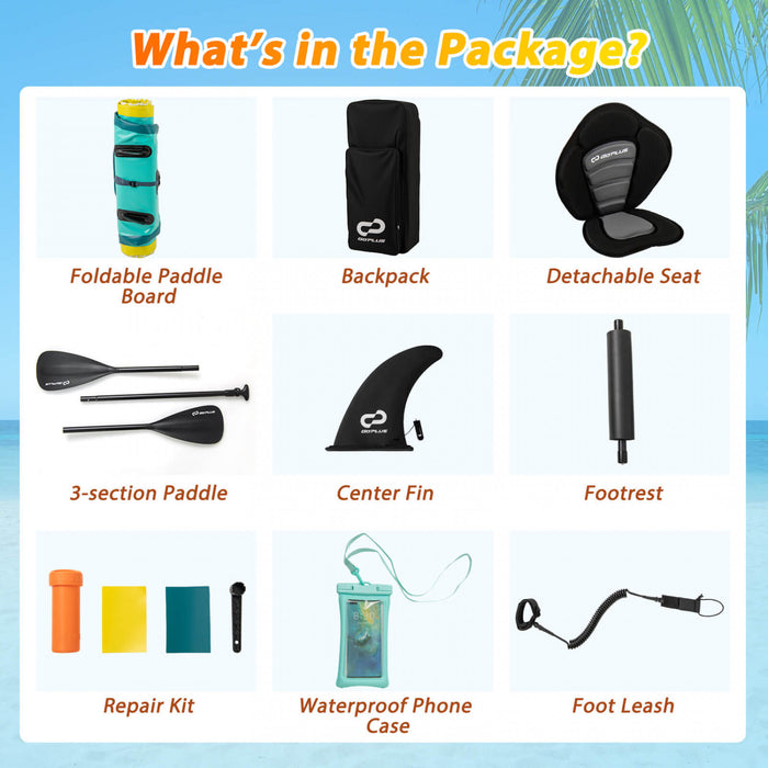 Goplus 11' Gonflable Stand Up Paddle Board Pour Les Adultes Avec Kayak Seat Leash Hand Pompe, Turquoise