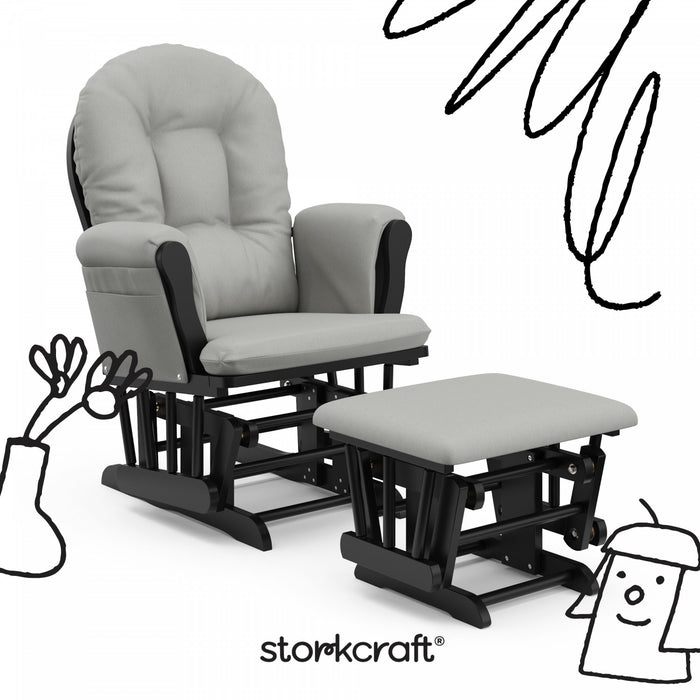 Storkcraft Hoop Fauteuil bercant et pouf - Noir avec gris clair