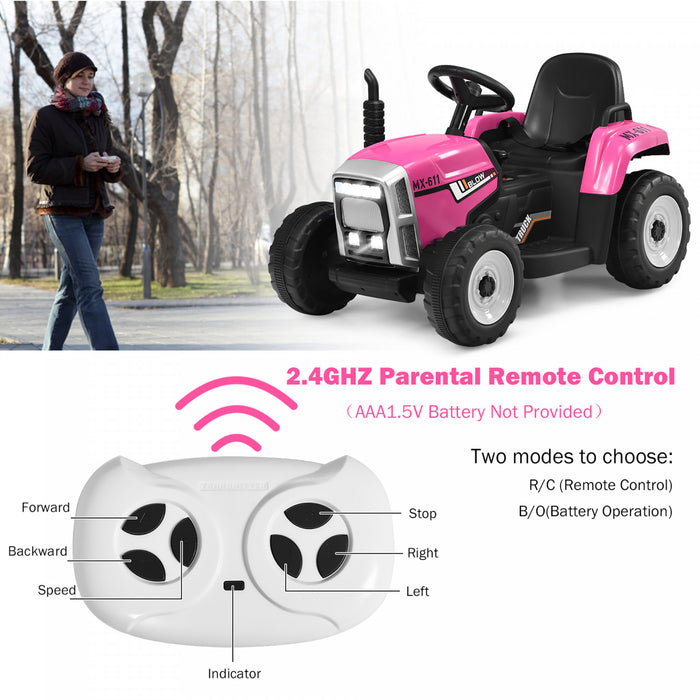 Costway Tracteur A Remorque Electrique 12v Avec Telecommande Et Lumieres Led