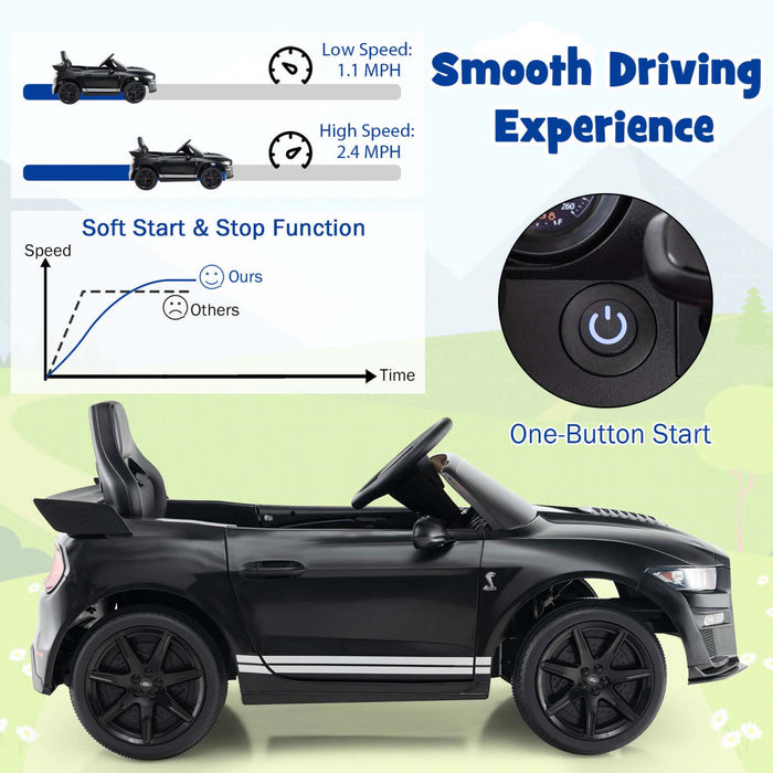 Costway 12v Sous Licence Ford Mustang Shelby Gt500 Enfants Rouler Sur Voiture Avec Telecommande Noir