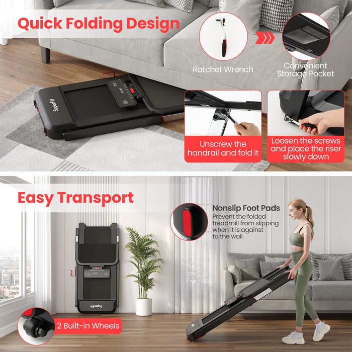 Superfit 3hp Machine De Course Pliant Tapis Roulant Hauteur Reglable App Tableau De Controle