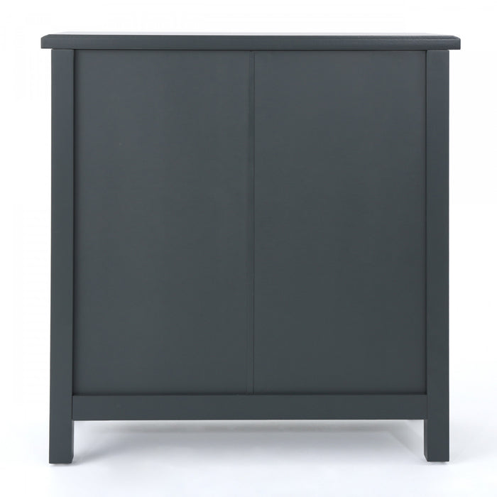 Joyce Armoire A Deux Portes En Bois De Sapin Massif Avec Finition Miroir, Gris Charbon