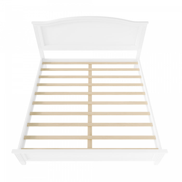 Lit plateforme Benson en bois massif format Queen avec tete de lit elegante, blanc