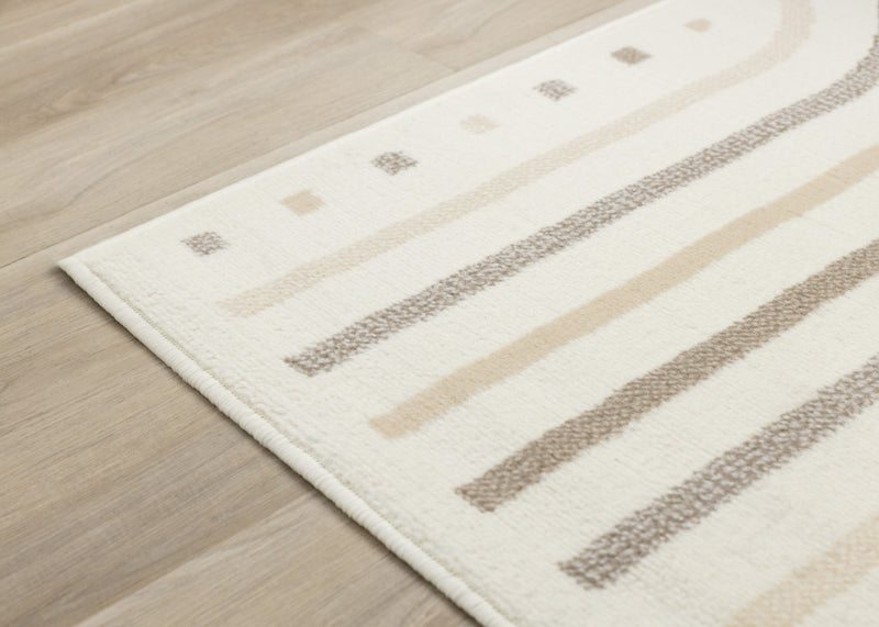 Tapis Florence a motifs de lignes courbes creme, beige et brun, 7'6\" x 9'6\"