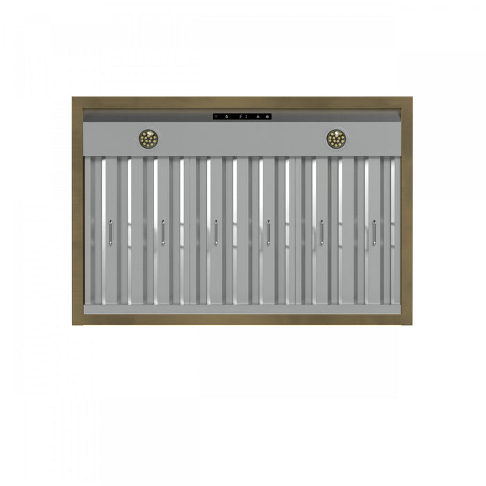 Hotte murale Vittorio de 36 po, blanc avec garniture en laiton antique-FRHWM5078-36BLK