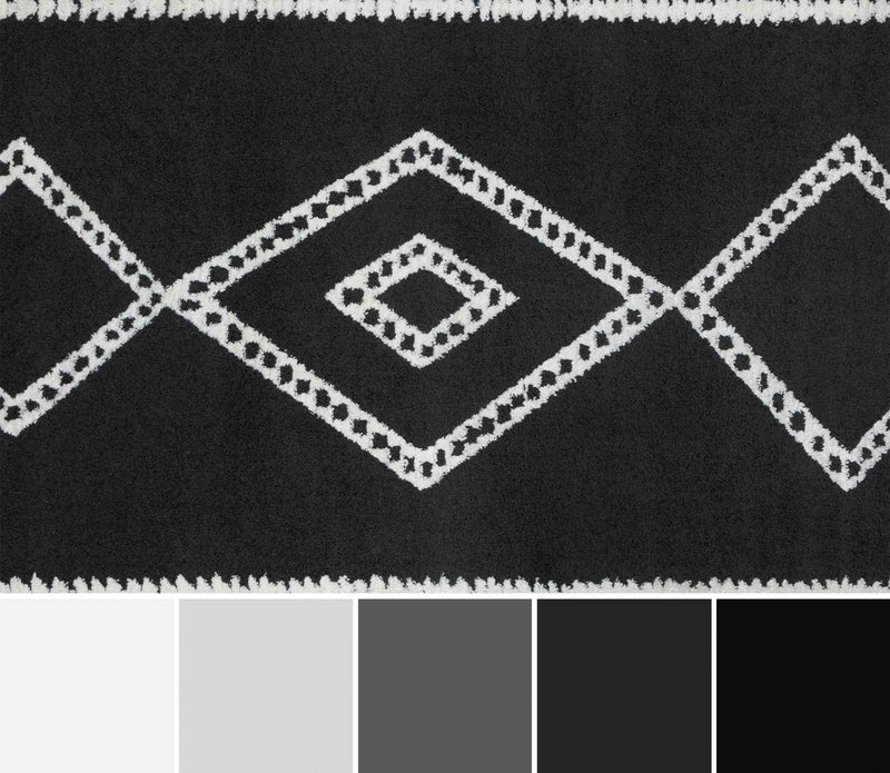 Tapis Contemporain Zelda 2'3\" x 7'6\" en Noir