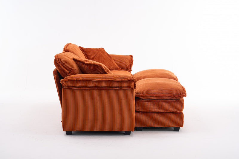 Liam Canape modulaire confortable Cloud 84,6\" avec revetement en velours cotele, Orange