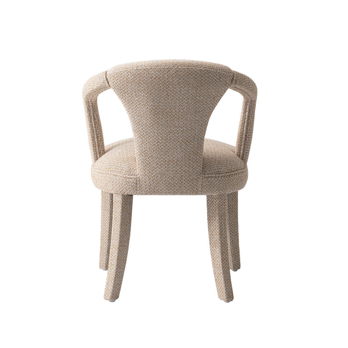 Fauteuil Palmer style milieu du siecle moderne en tweed dore - Lot de 2