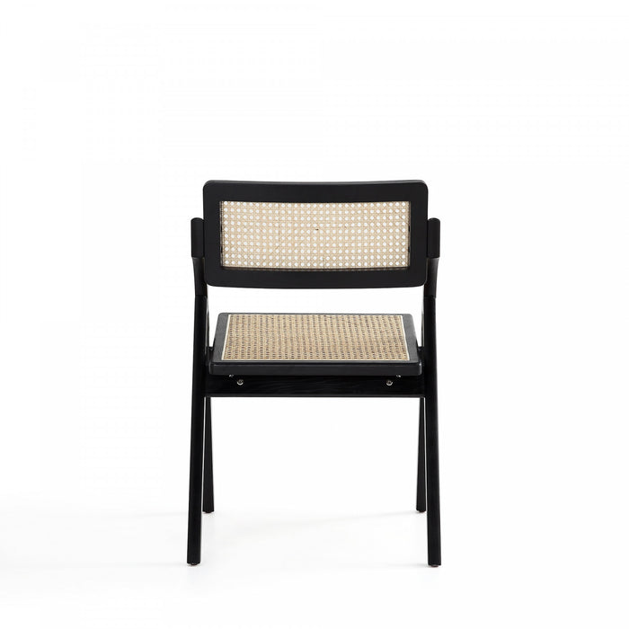 Chaise pliante en bois style industriel Lambinet, noir et naturel - Lot de 4