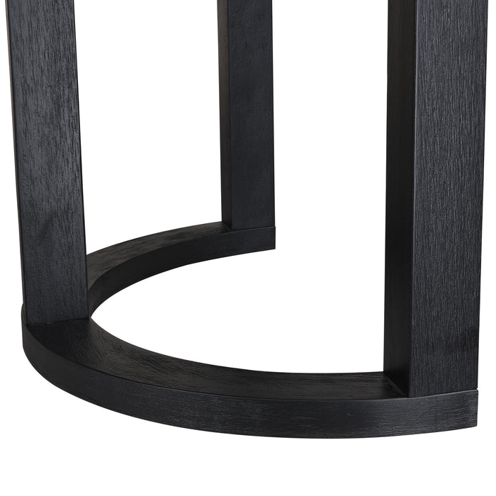 Table À Manger Ethan Avec Base En U, Bois Massif Et MDF, 95 Po De Large - Noir