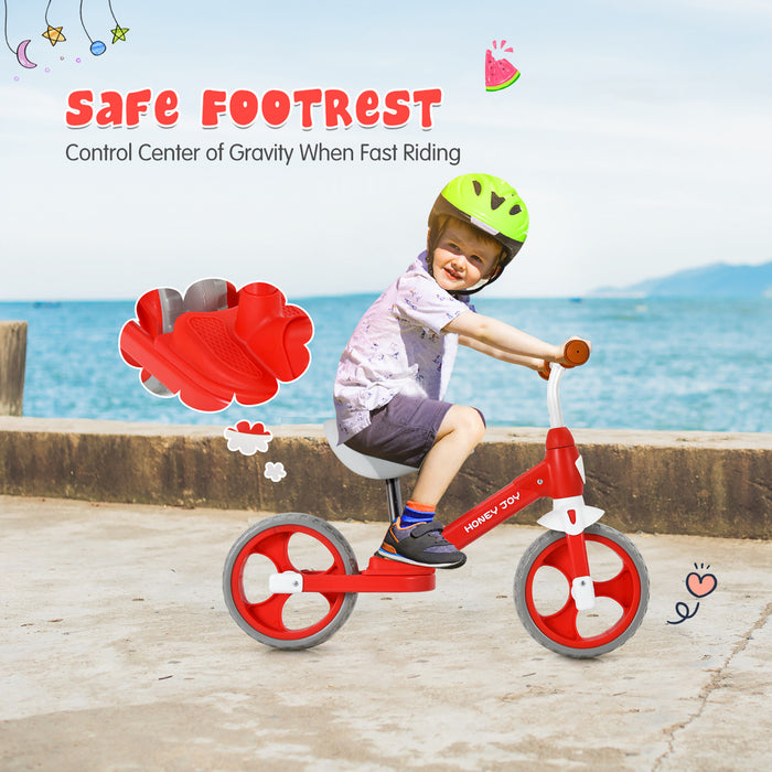Honey Joy Kids Balance Bike Toddler Training Bike W / Feetrests Pour 2-5 Ans Rouge