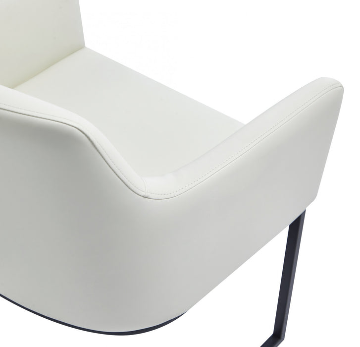 Fauteuil Serena en metal moderne et cuir vegetalien ivoire - Lot de 2