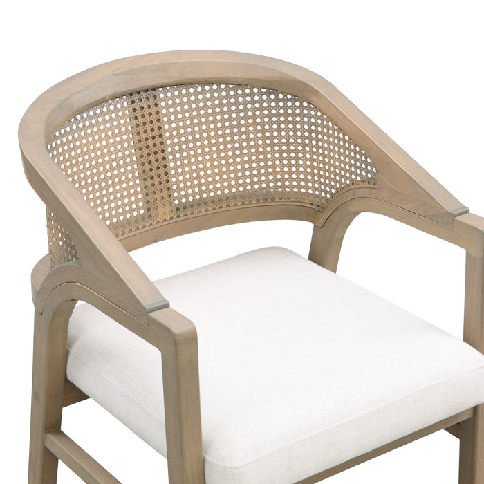 Liam Ensemble de 2 chaises de salle a manger confortables avec dossier en rotin et structure en bois de caoutchouc, frene clair