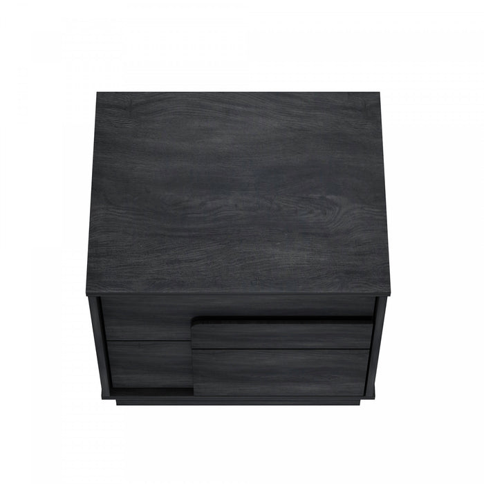 Table de nuit Horizon Modern 56 cm en gris charbon (2 tiroirs) - Lot de 2